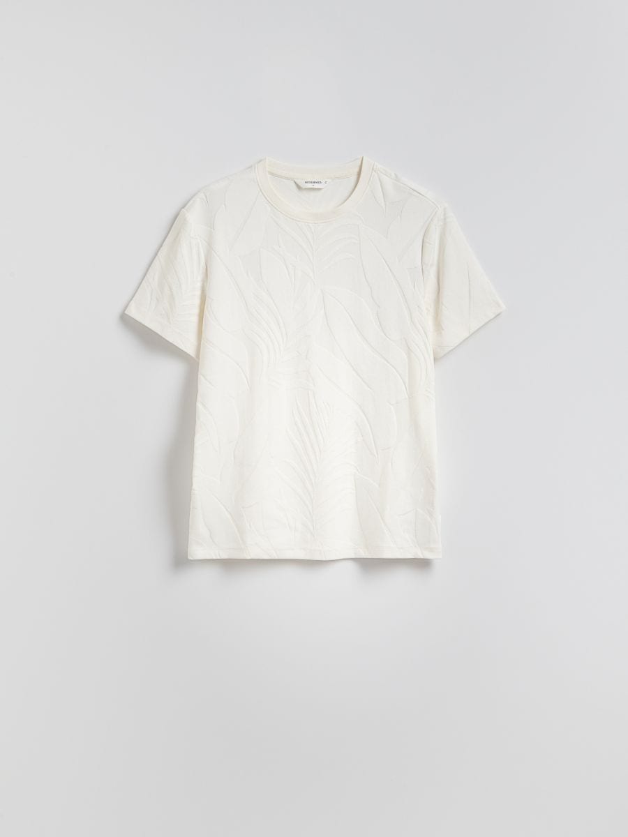 Regular fit T-shirt with plant motif - cream - RESERVED - 5
