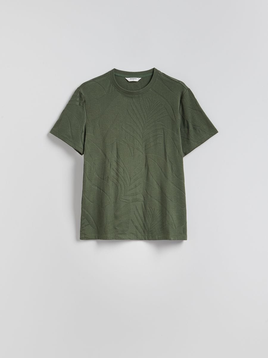 Regular fit T-shirt with plant motif - dark green - RESERVED - 5
