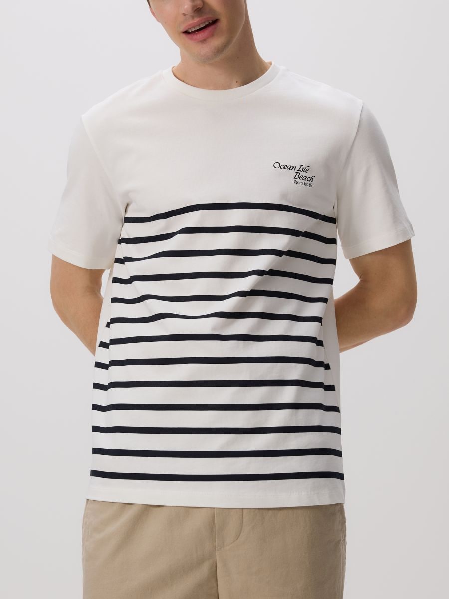 Regular fit stripe T-shirt - white - RESERVED - 3