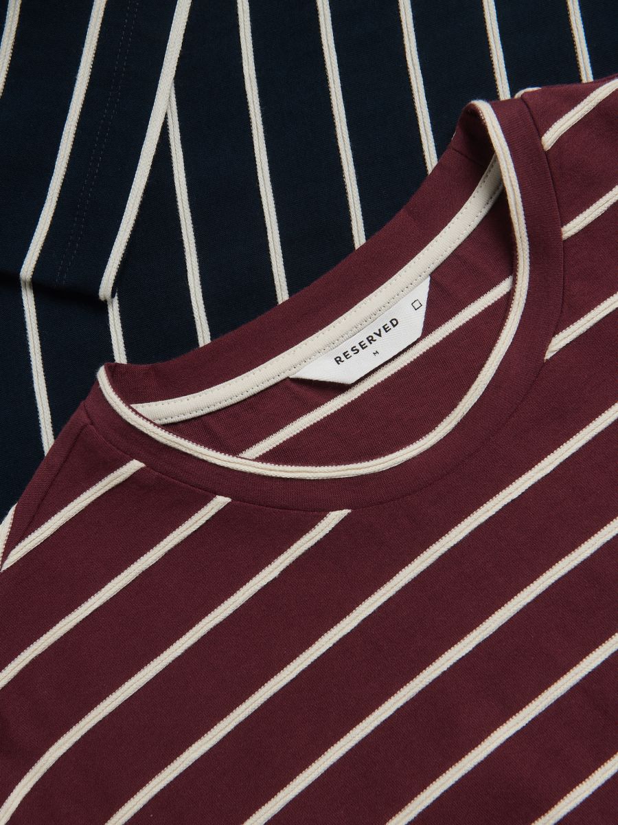 Regular fit stripe T-shirt - maroon - RESERVED - 2