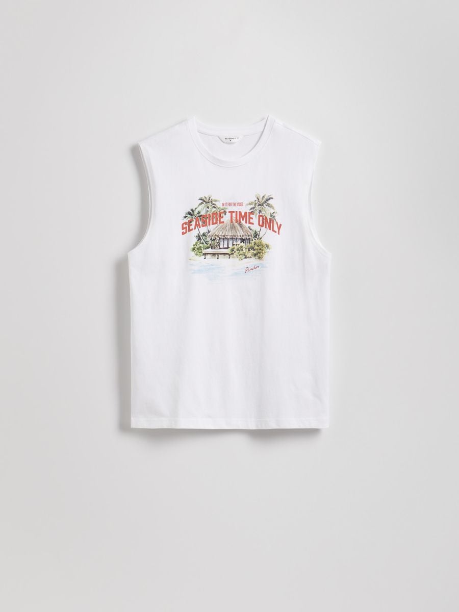 Bawełniany tank top - biały - RESERVED