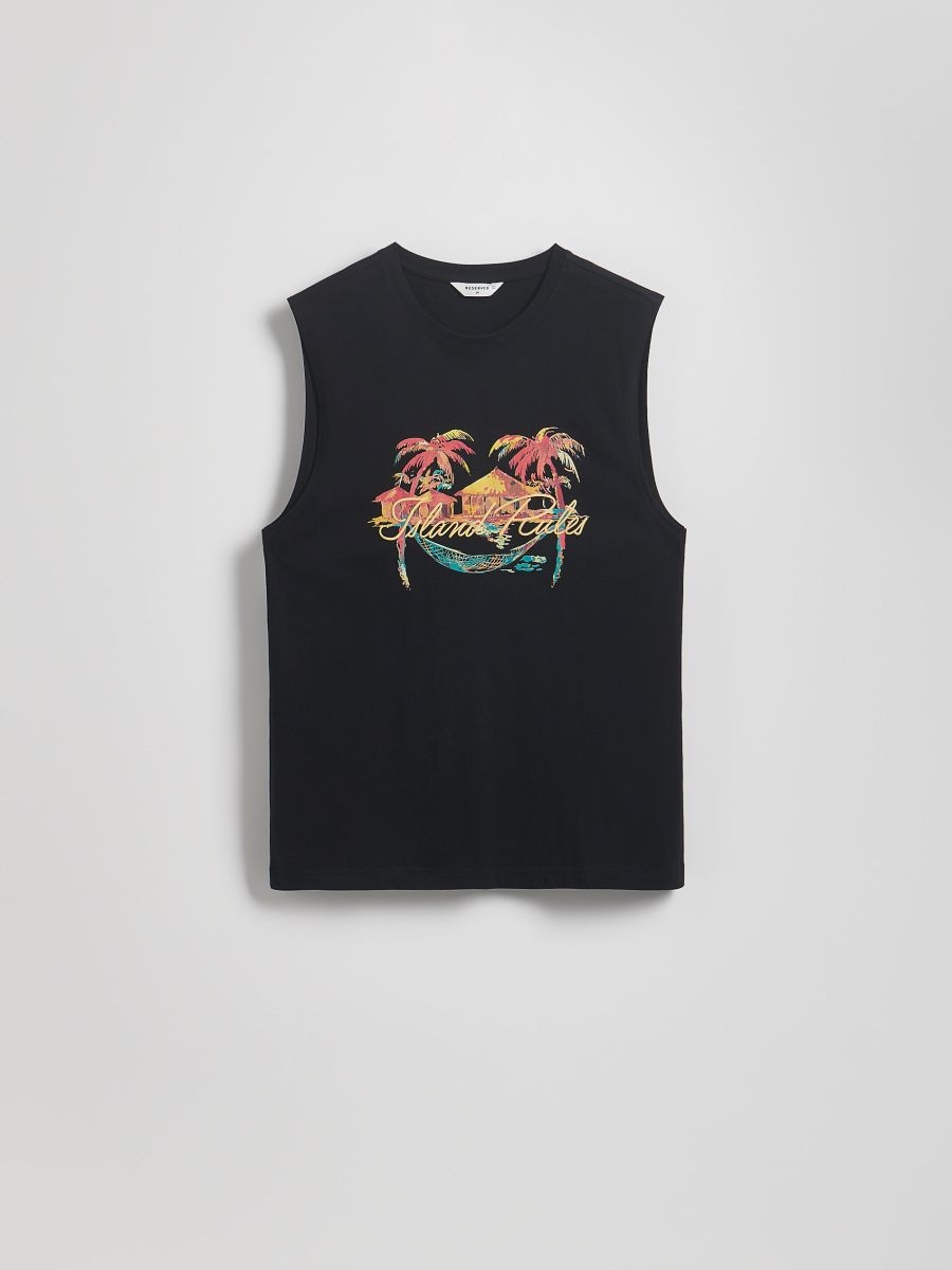 Bawełniany tank top - czarny - RESERVED