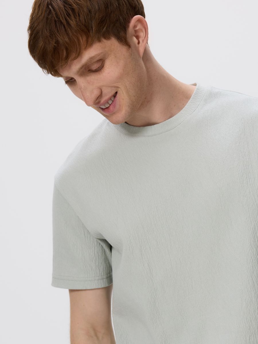Comfort fit structural fabric T-shirt - pale green - RESERVED
