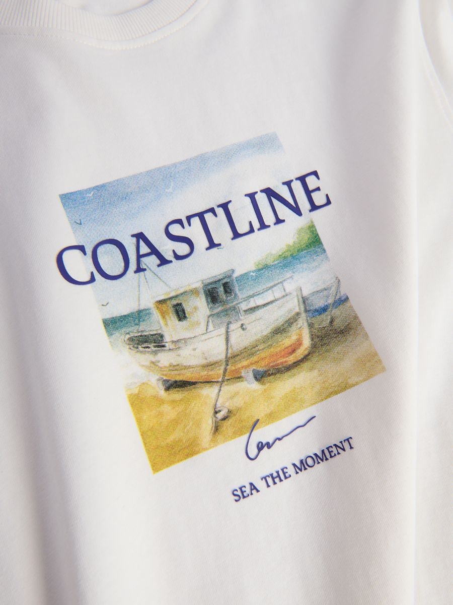 Regular fit printed T-shirt - cream - RESERVED - 2