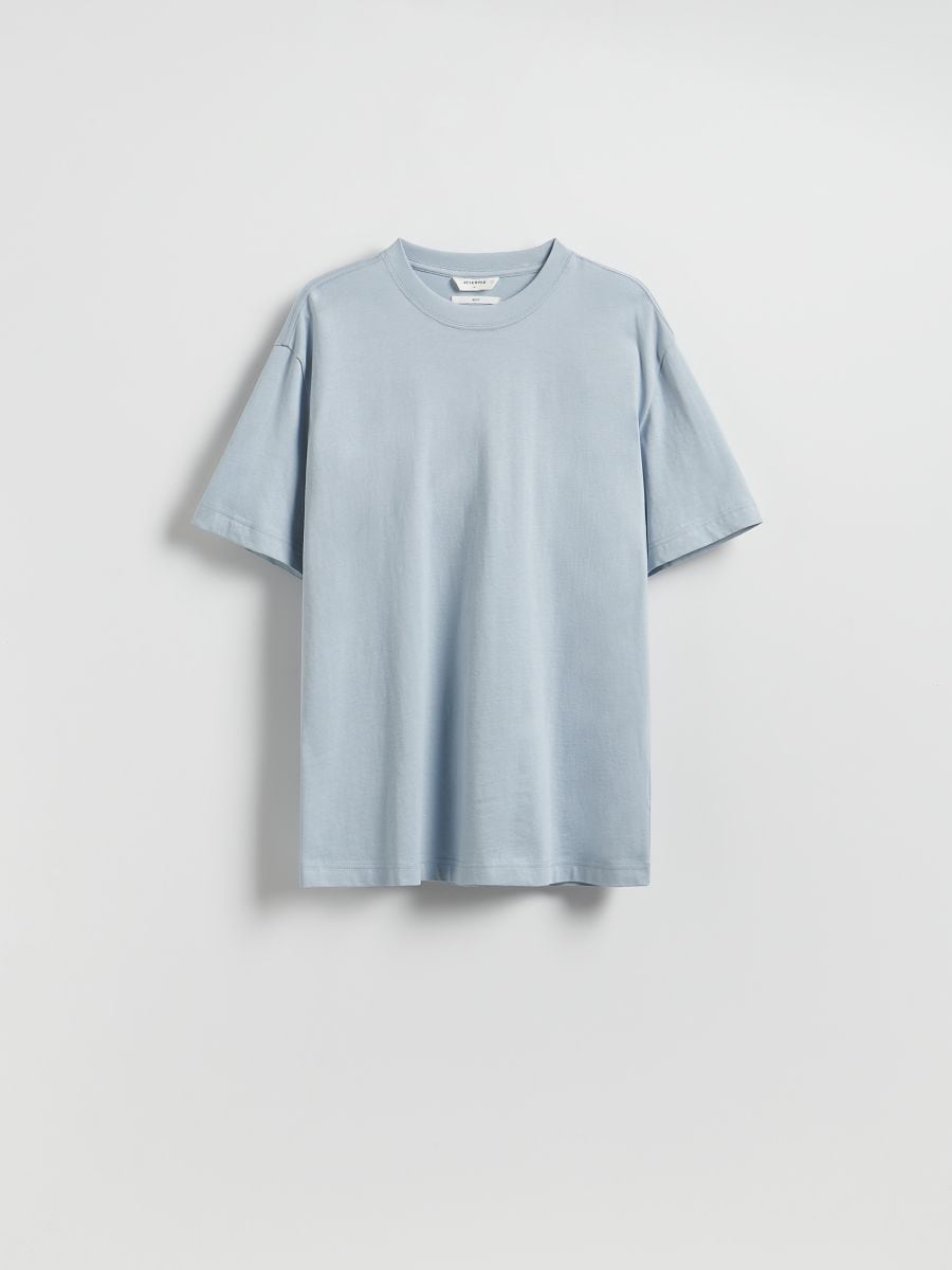 Boxy cotton T-shirt - pale blue - RESERVED
