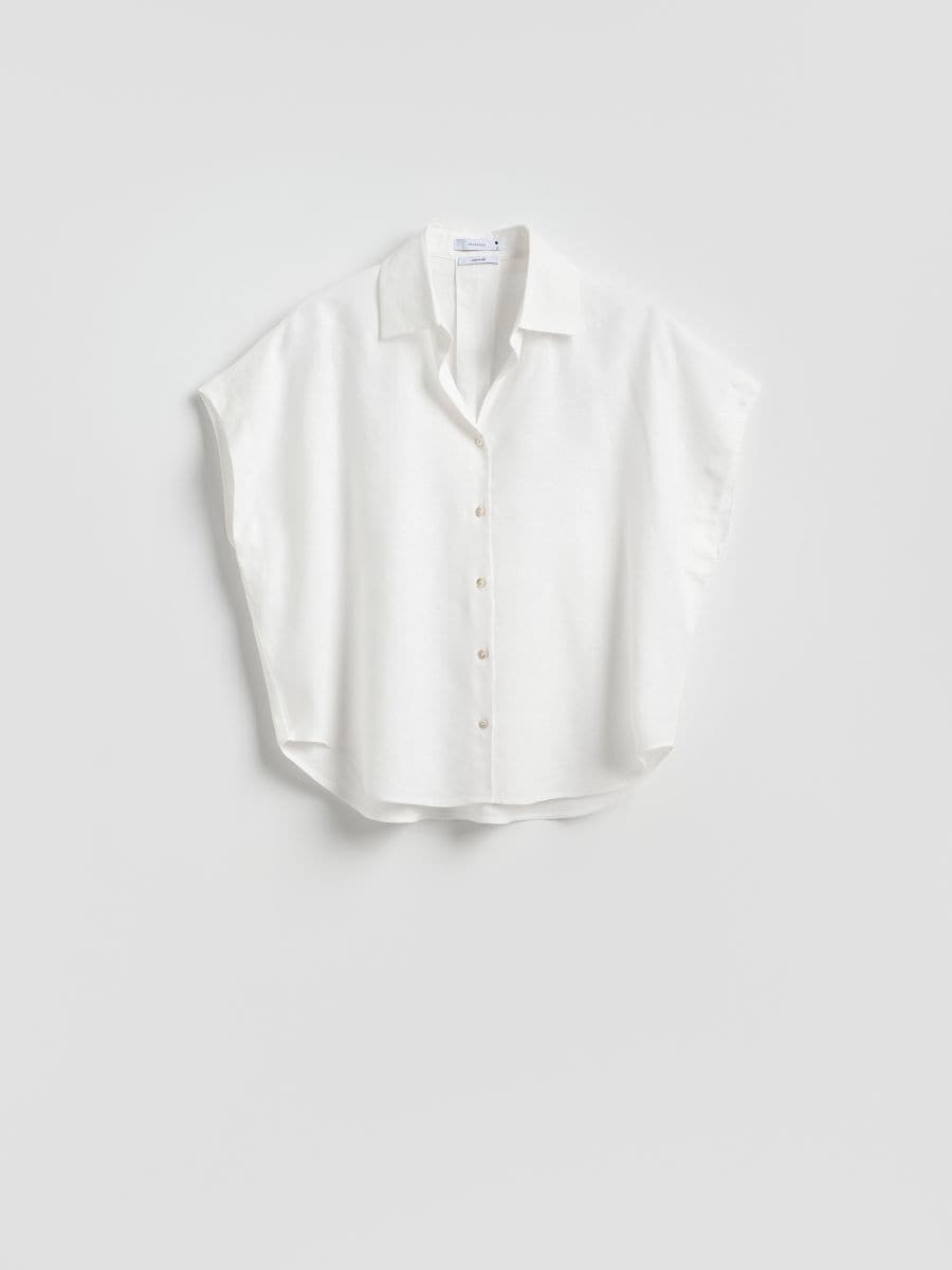 Blouse van stof met een hoog linnengehalte en een viscosemix - OVERIGE - RESERVED