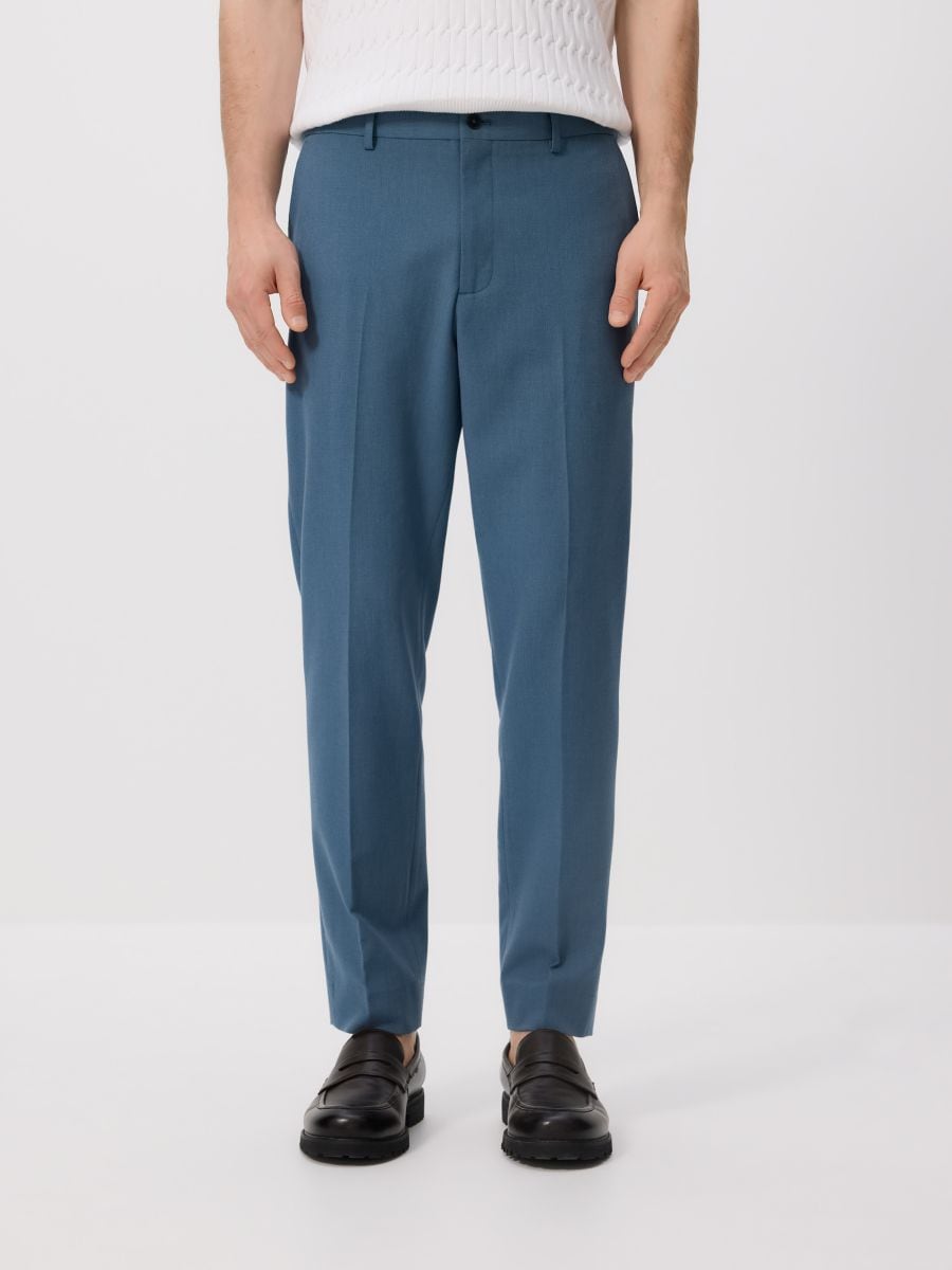 Suit trousers with linen blend - steel blue - RESERVED - 5