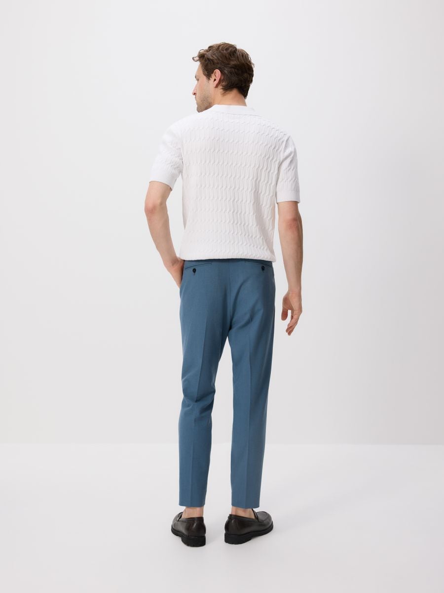 Suit trousers with linen blend - steel blue - RESERVED - 6