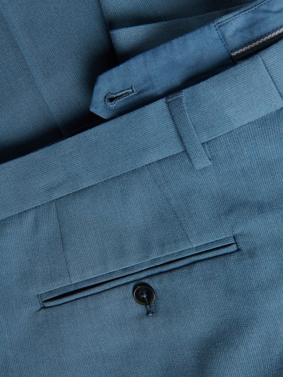 Suit trousers with linen blend - steel blue - RESERVED - 2