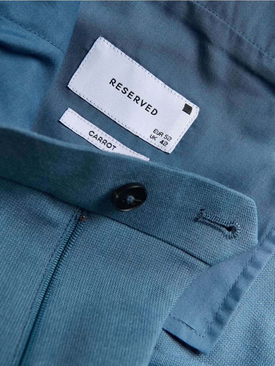 Suit trousers with linen blend - steel blue - RESERVED - 7