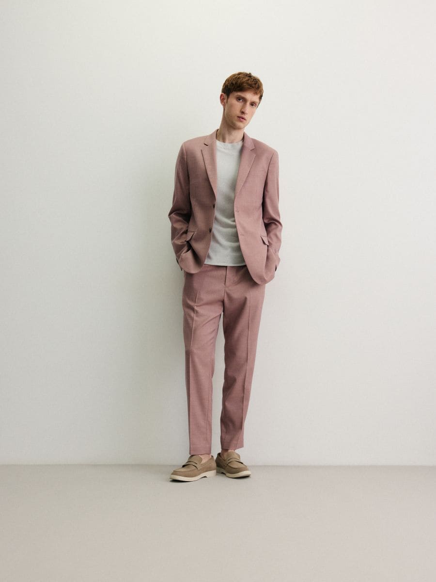 Suit trousers with viscose blend - dusty rose - RESERVED
