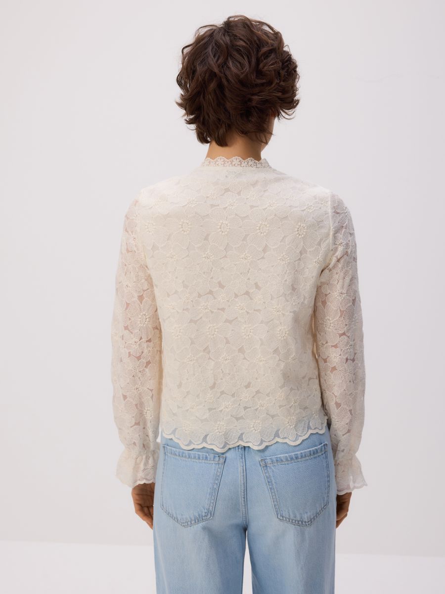 Bluse mit dekorativem Bindedetail - creme - RESERVED - 3