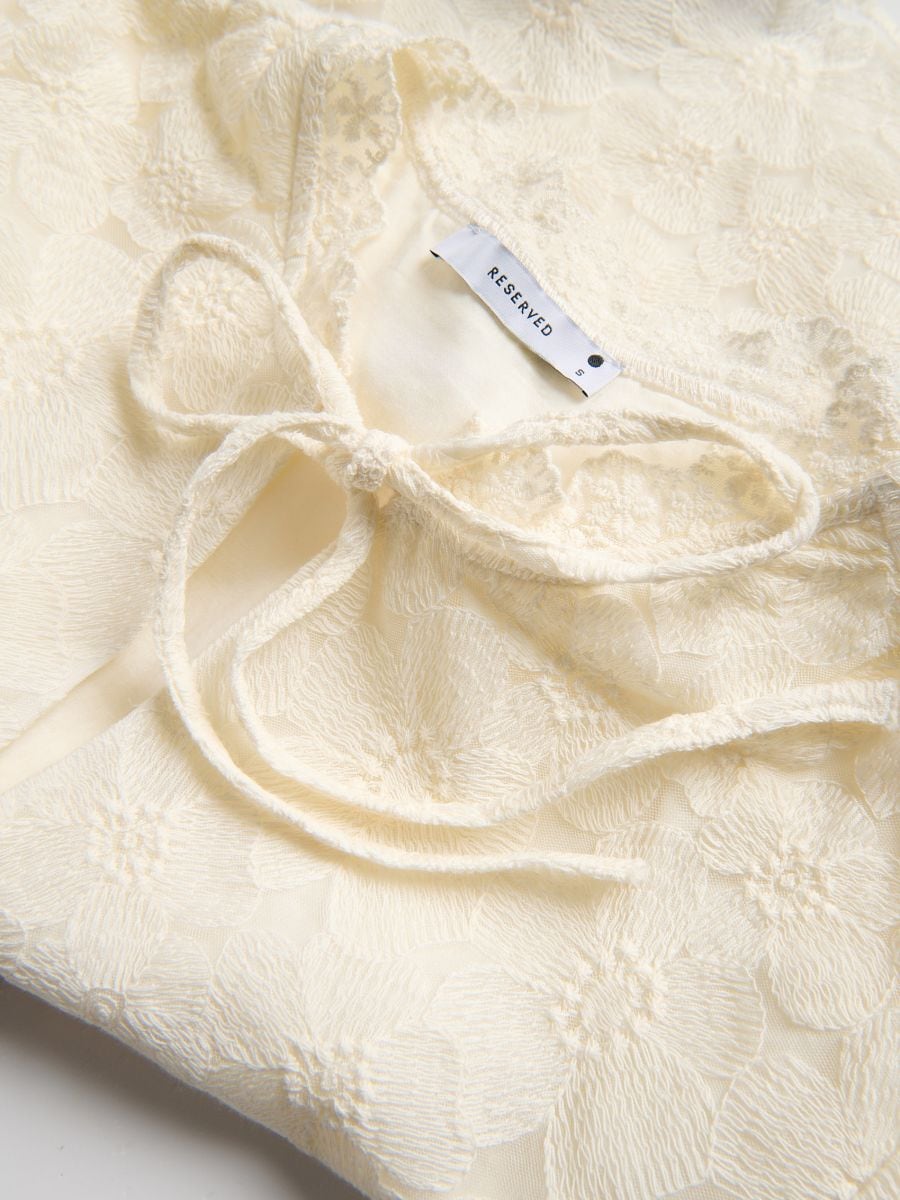 Bluse mit dekorativem Bindedetail - creme - RESERVED - 9