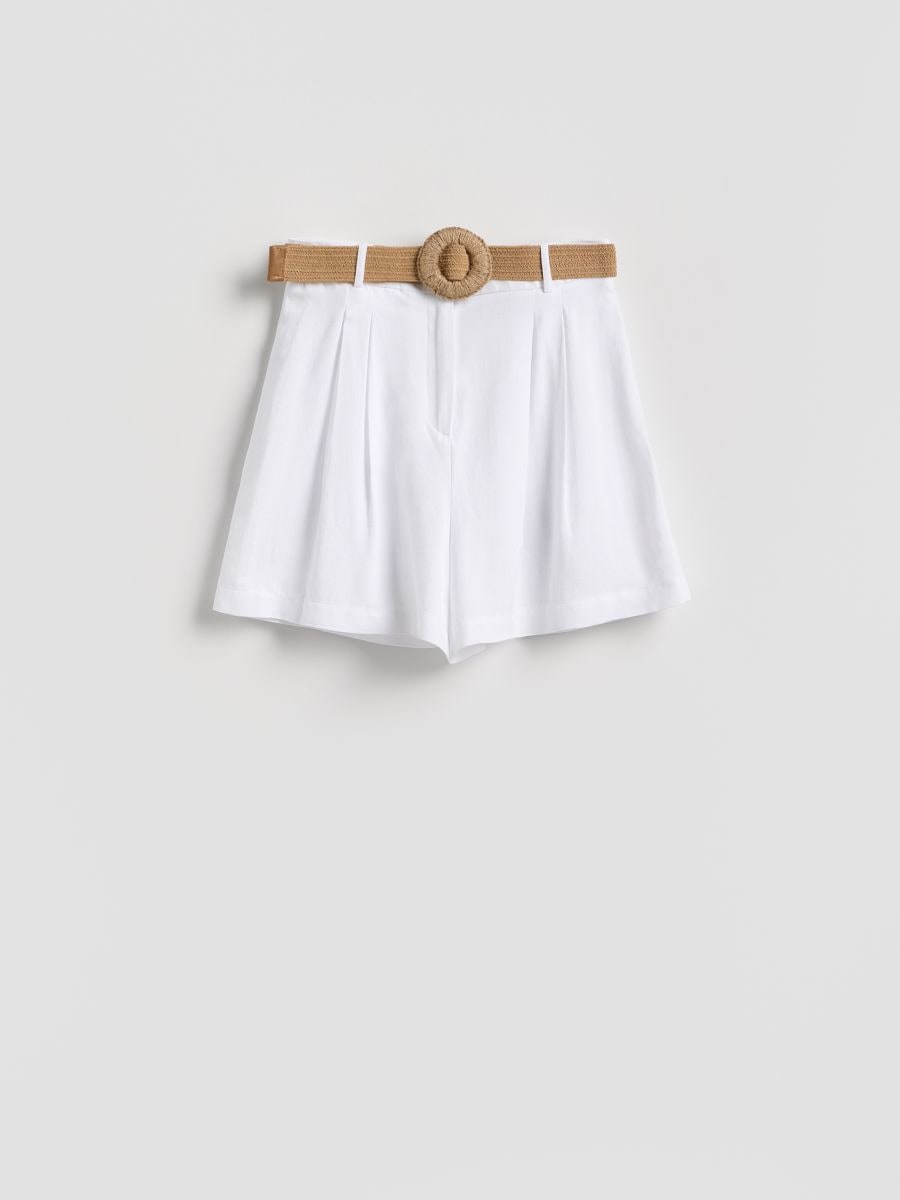 Shorts with belt - white - RESERVED
