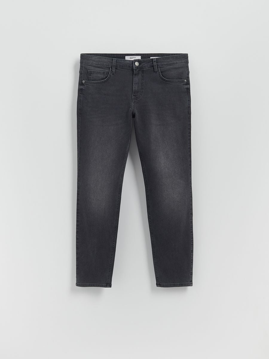Slim jeans with wash effect - grey - RESERVED