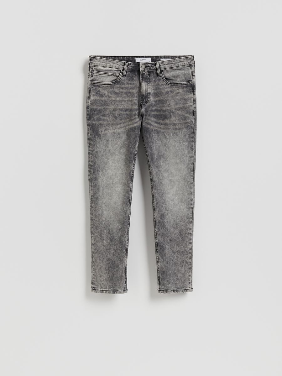 Slim jeans with wash effect - light grey - RESERVED