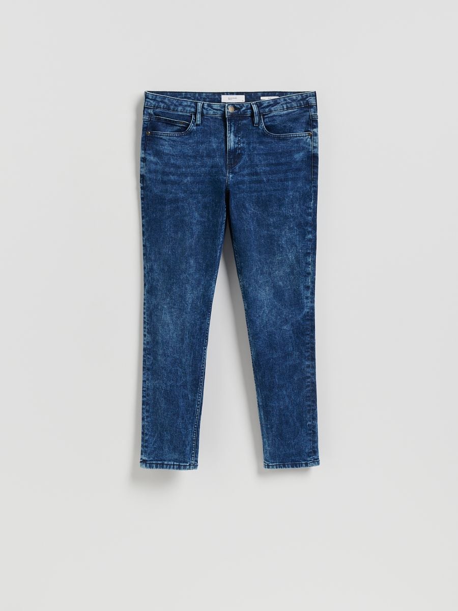 Slim jeans with wash effect - navy - RESERVED