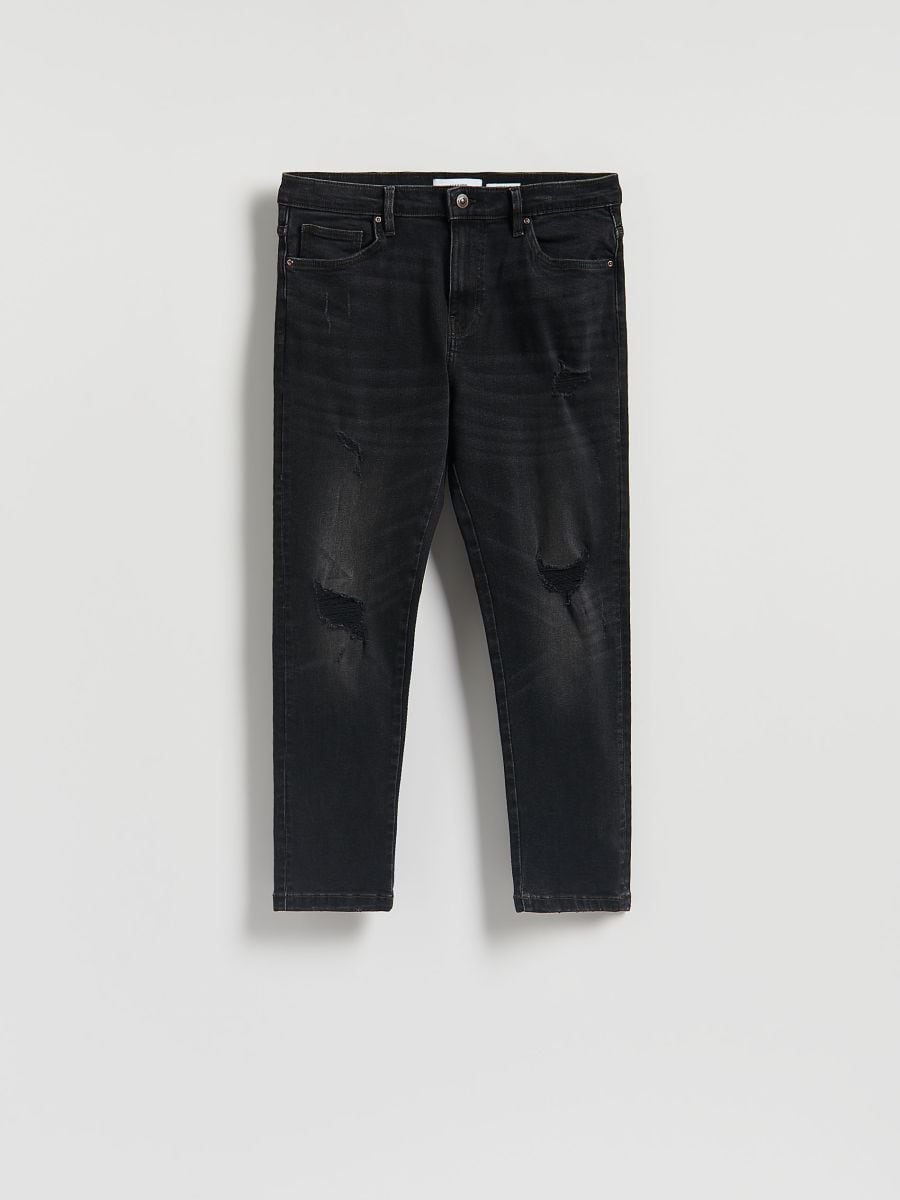 Distressed carrot slim jeans - black - RESERVED