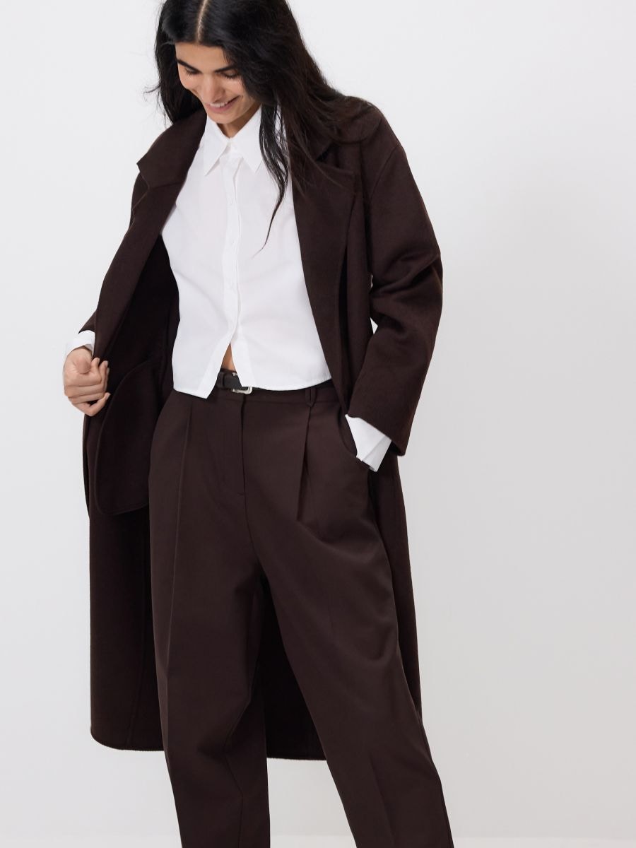 Classic coat with wool blend handmade - dark brown - RESERVED