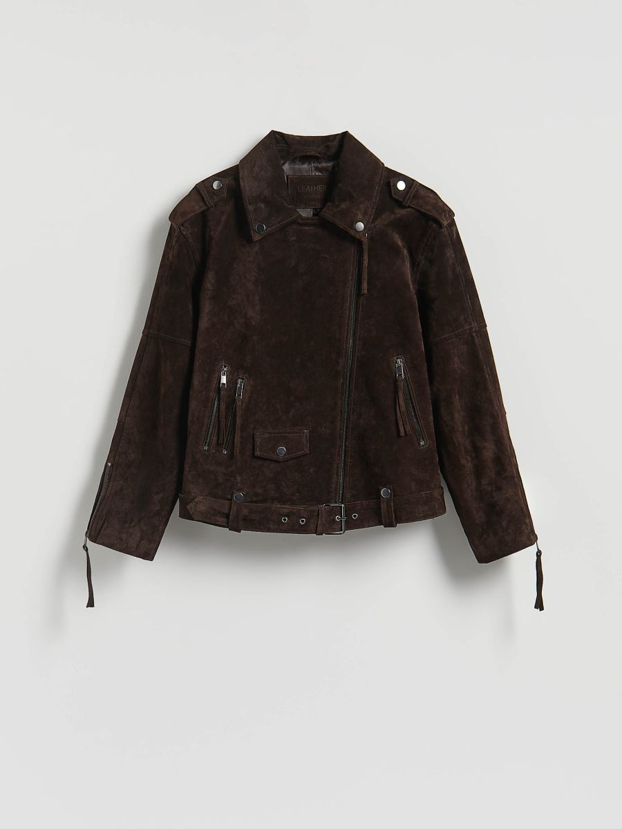 LADIES` OUTER JACKET & BELT - dark brown - RESERVED