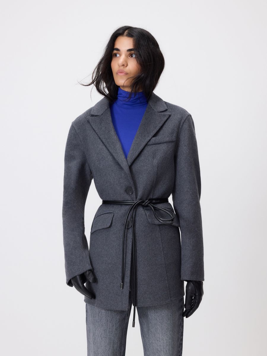 Oversized wool blend blazer - dark grey - RESERVED