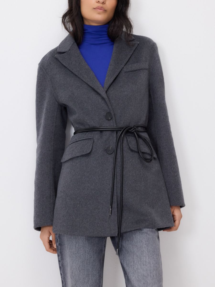 Oversized wool blend blazer - dark grey - RESERVED
