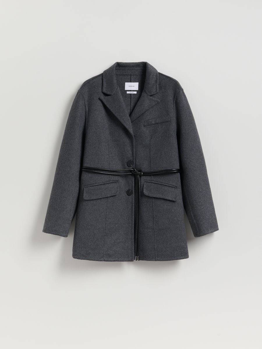 Oversized wool blend blazer - dark grey - RESERVED