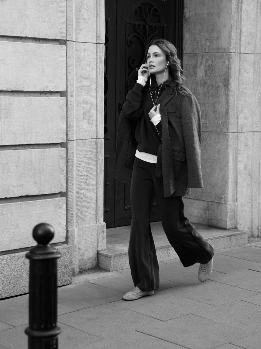 Oversized blazer i uldblanding - mørkegrå - RESERVED