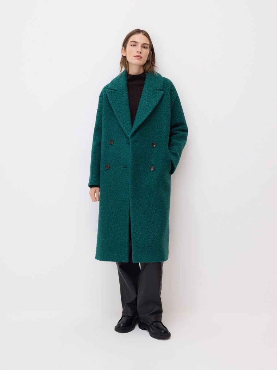 Oversize палто с двуредово закопчаване - синьо-зелено - RESERVED