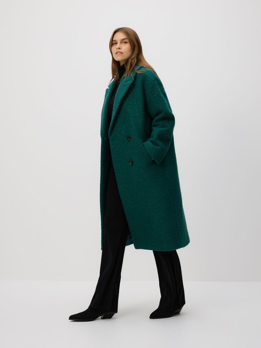 Dwurzędowy płaszcz oversize - morski - RESERVED