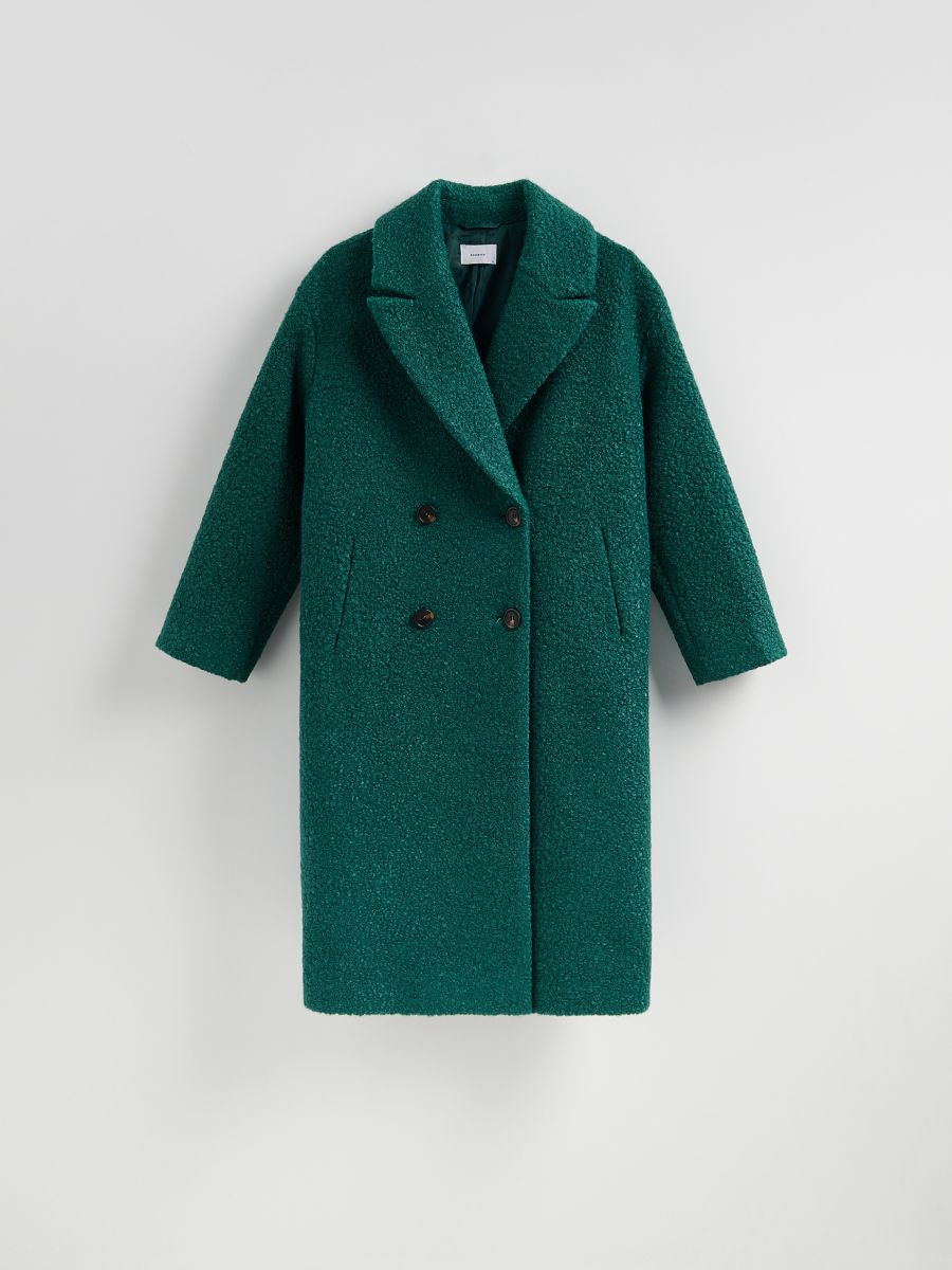 Oversized παλτό με διπλή σειρά κουμπιών - γαλαζοπρασινο - RESERVED