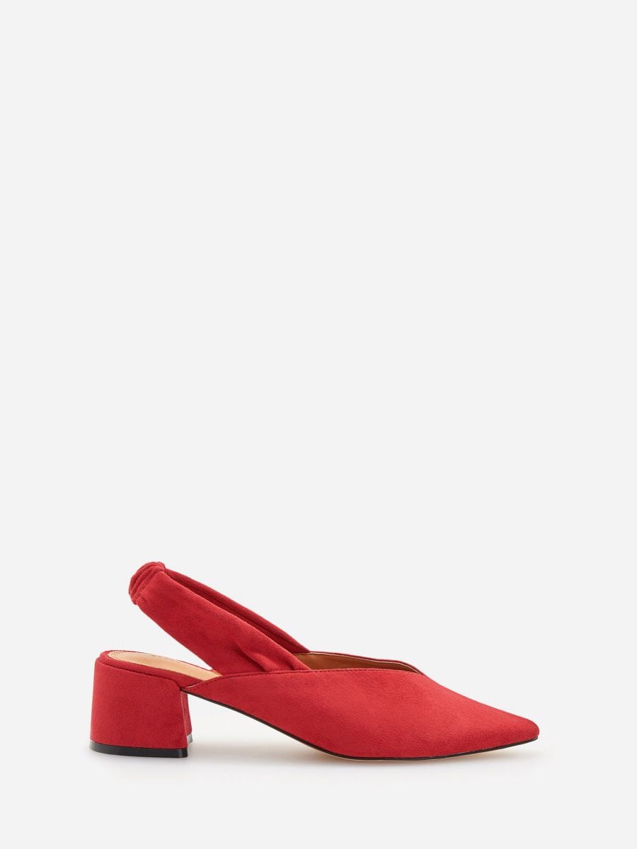 Capone Pointed Toe Block High Heel Women Red Shoes | caponeoutfitters.com