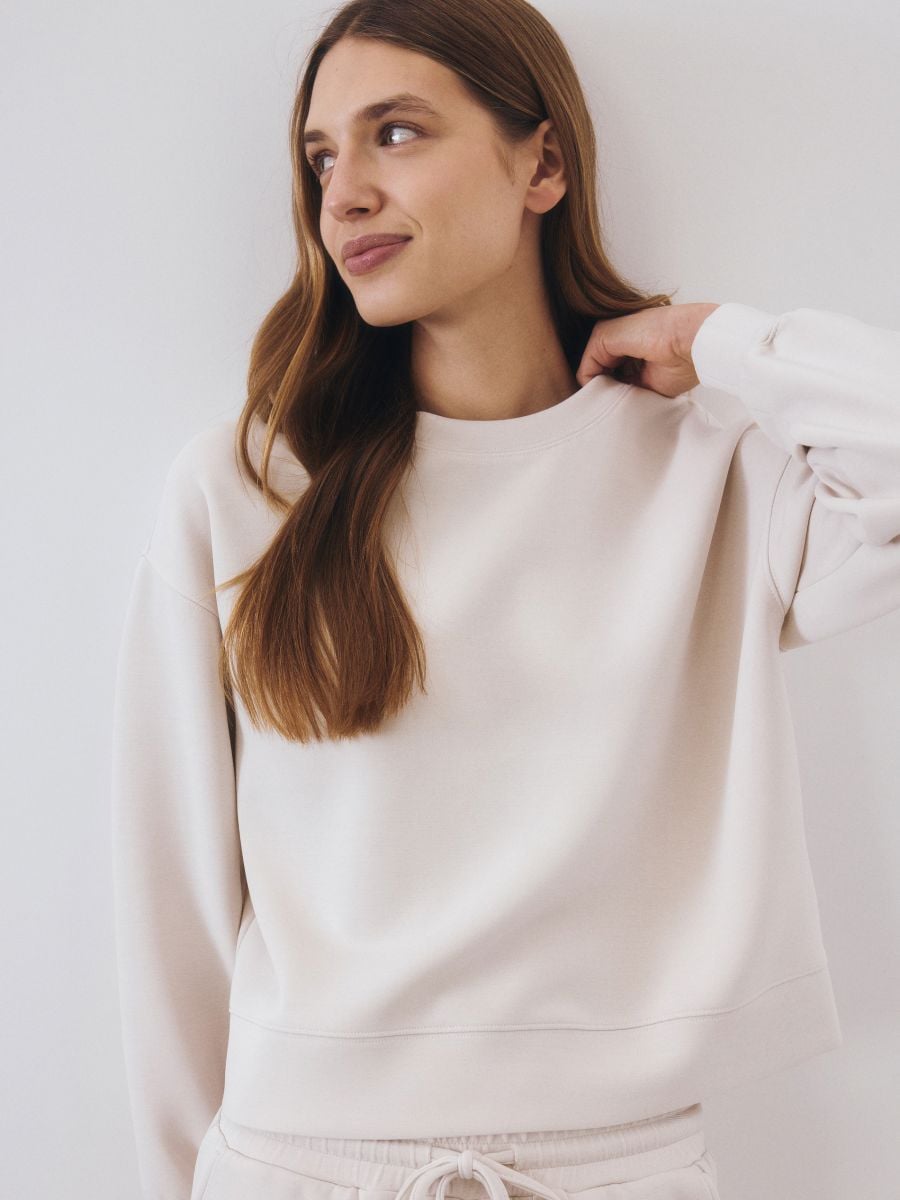 Modal blend sweatshirt - beige - RESERVED