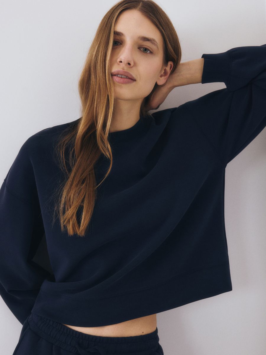 Modal blend sweatshirt - navy - RESERVED
