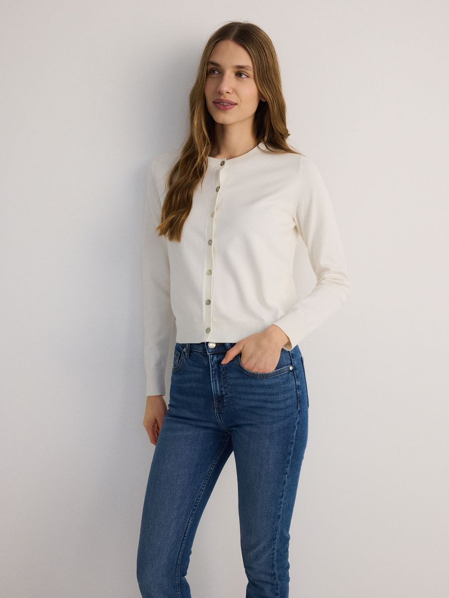 Viscose blend button-up cardigan - cream - RESERVED - 5