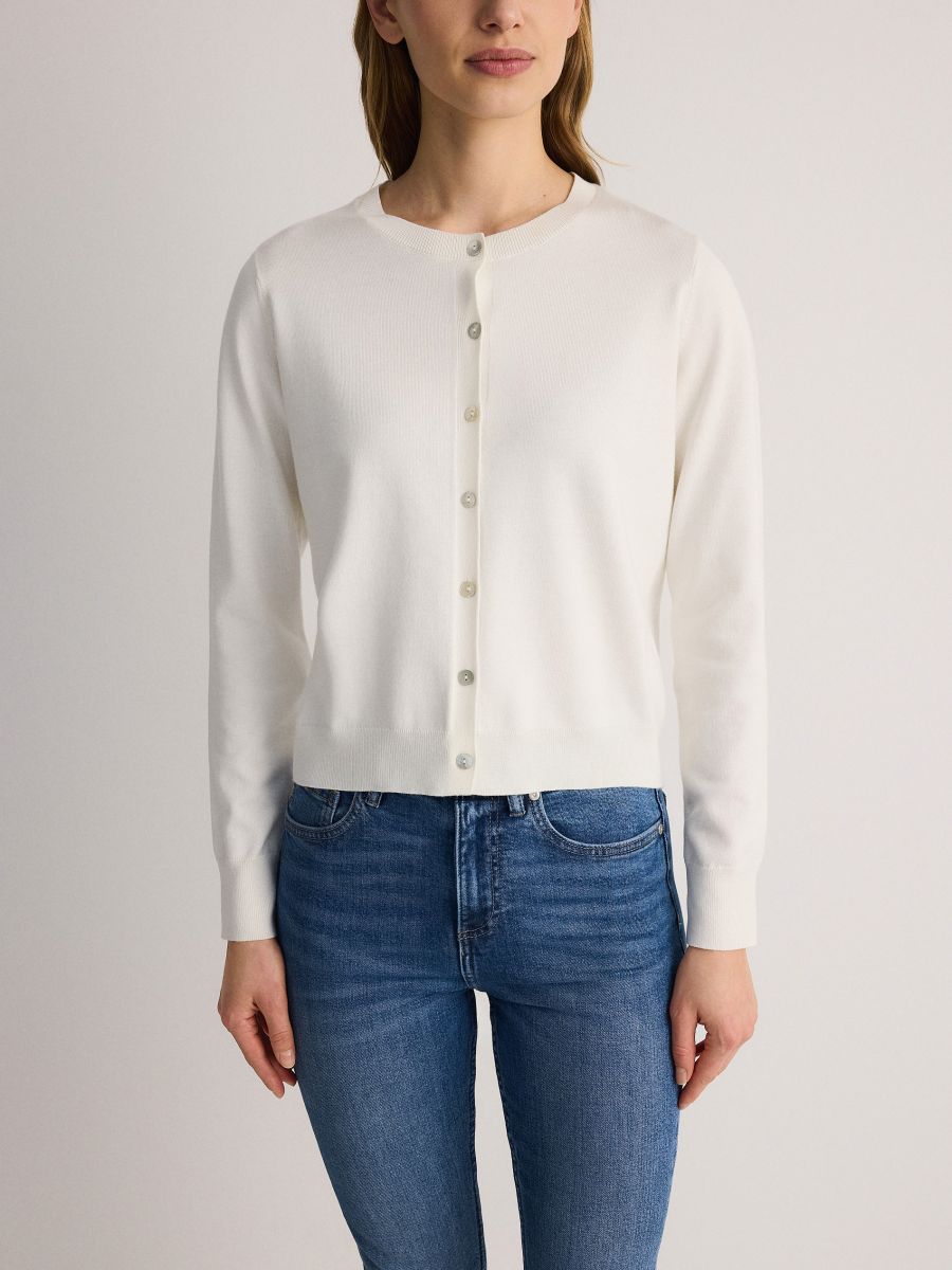 Viscose blend button-up cardigan - cream - RESERVED - 6