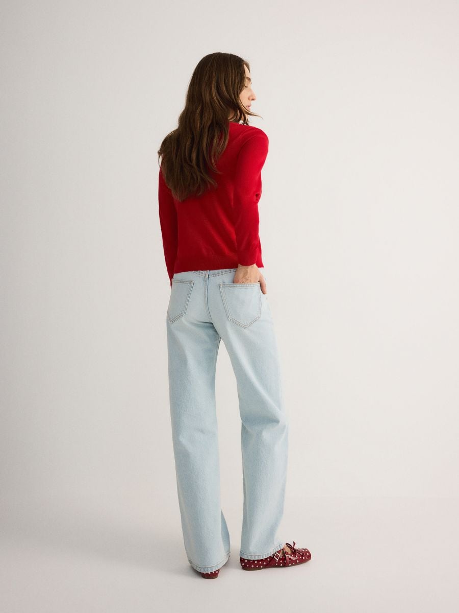 Viscose blend button-up cardigan - red - RESERVED - 7