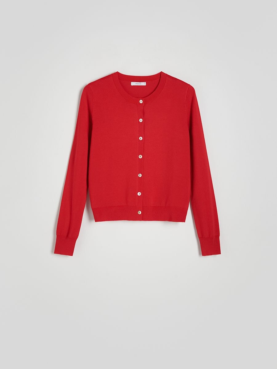 Viscose blend button-up cardigan - red - RESERVED - 5