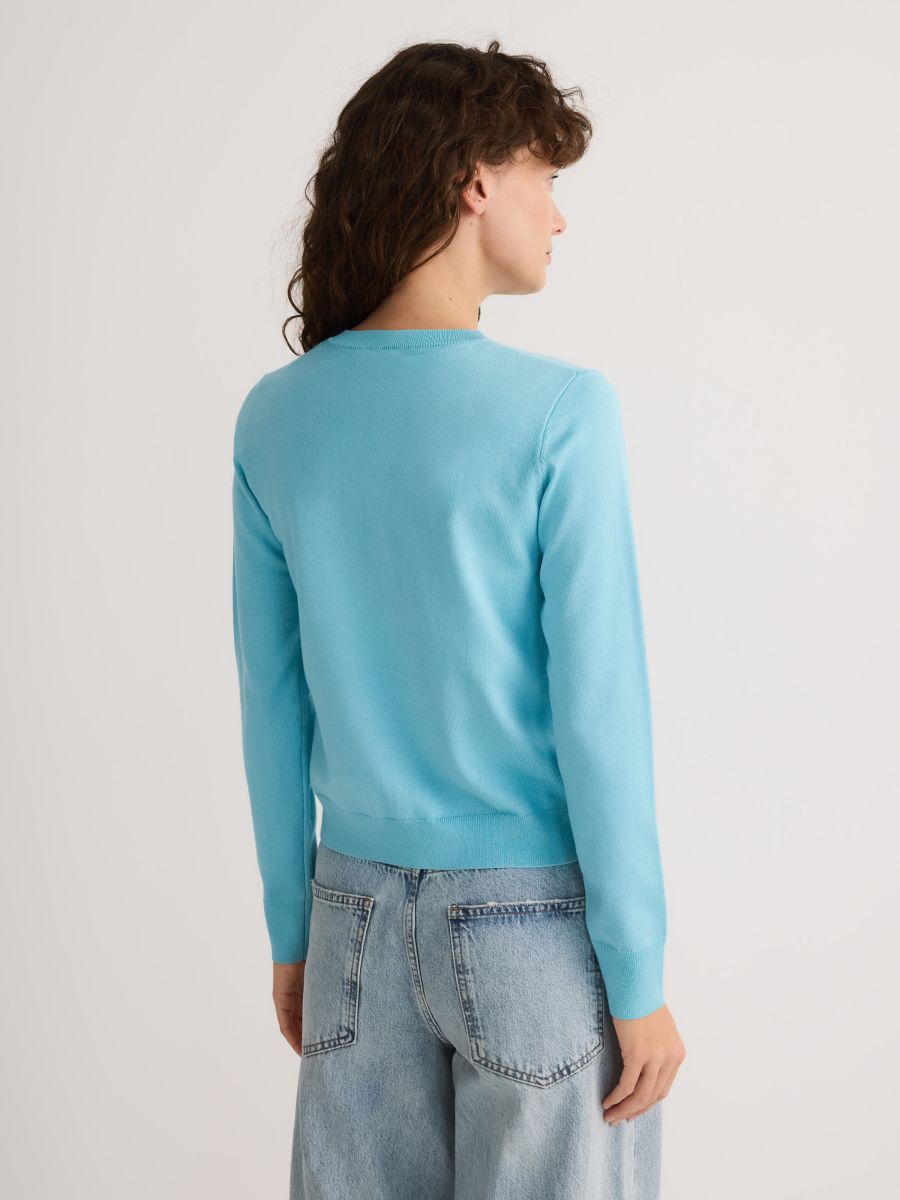Viscose blend button-up cardigan - turquoise - RESERVED - 4