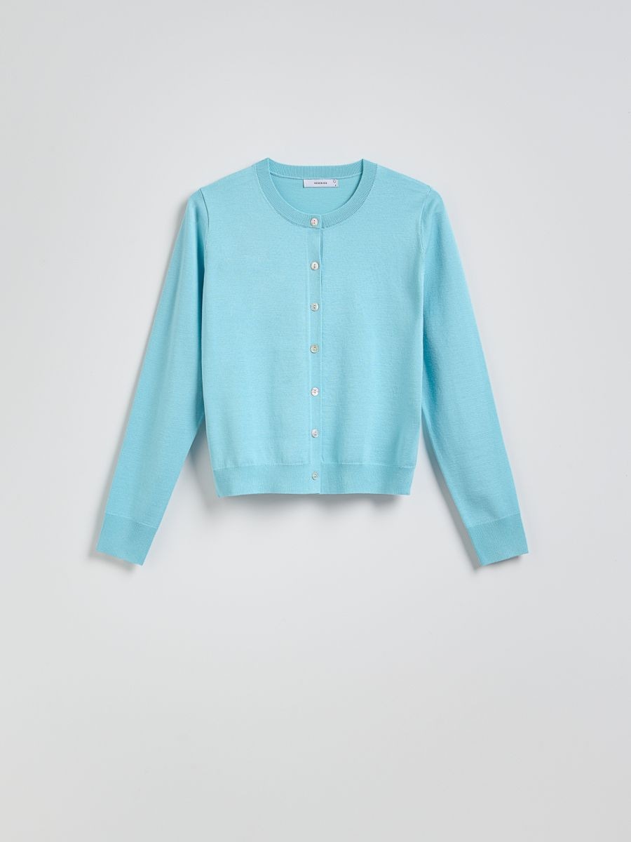 Viscose blend button-up cardigan - turquoise - RESERVED - 7