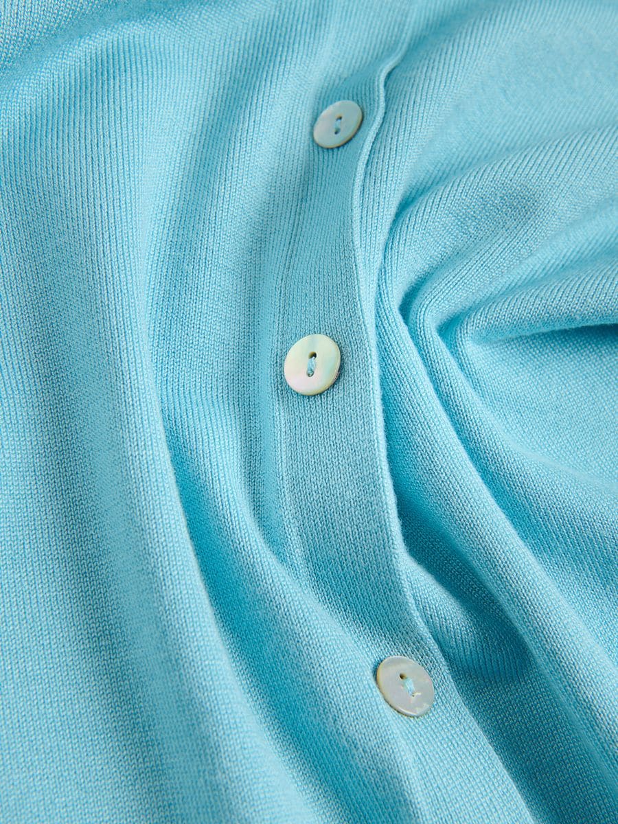 Viscose blend button-up cardigan - turquoise - RESERVED - 8