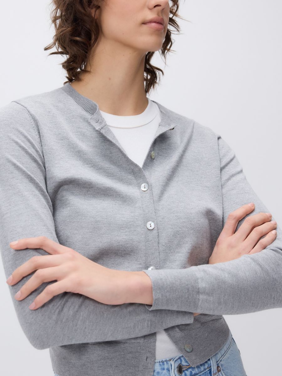 Viscose blend button-up cardigan - mid grey - RESERVED - 2