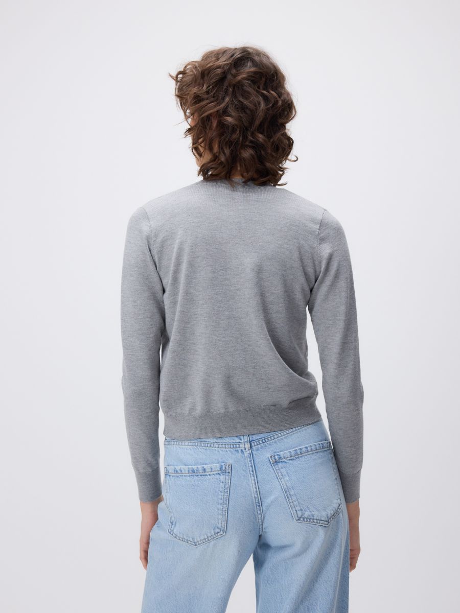 Viscose blend button-up cardigan - mid grey - RESERVED - 3
