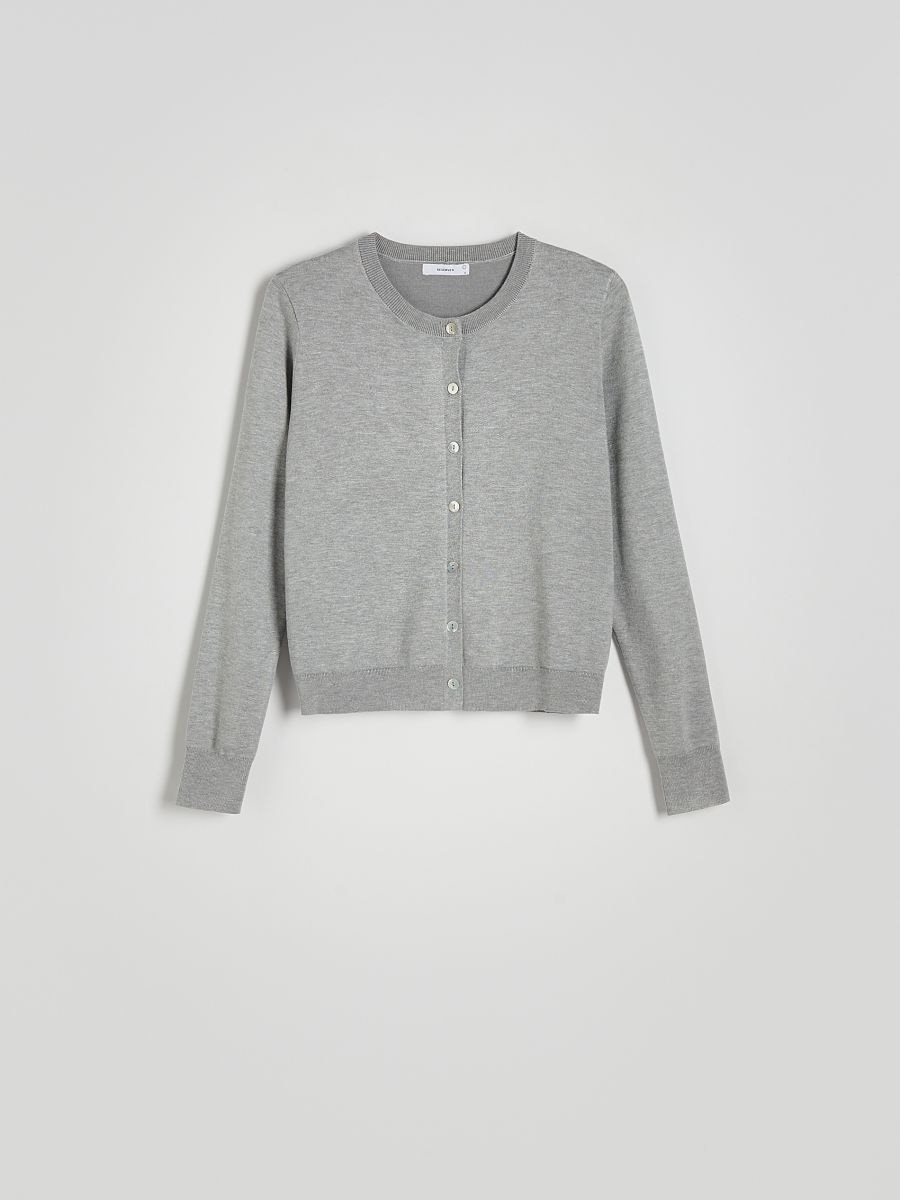 Viscose blend button-up cardigan - mid grey - RESERVED - 4