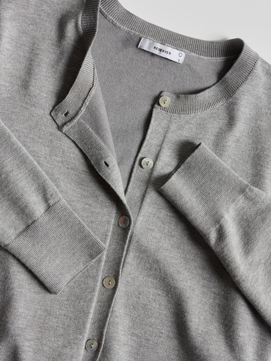 Viscose blend button-up cardigan - mid grey - RESERVED - 3