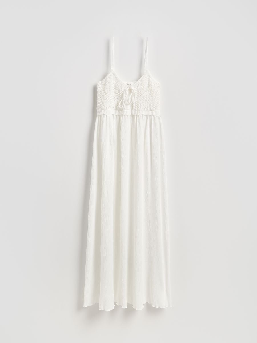 Midikjole med camistropper - creme - RESERVED