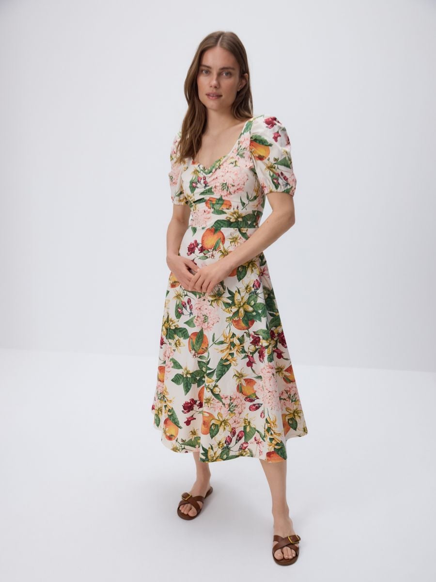 Rochie midi cu model - multicolor - RESERVED