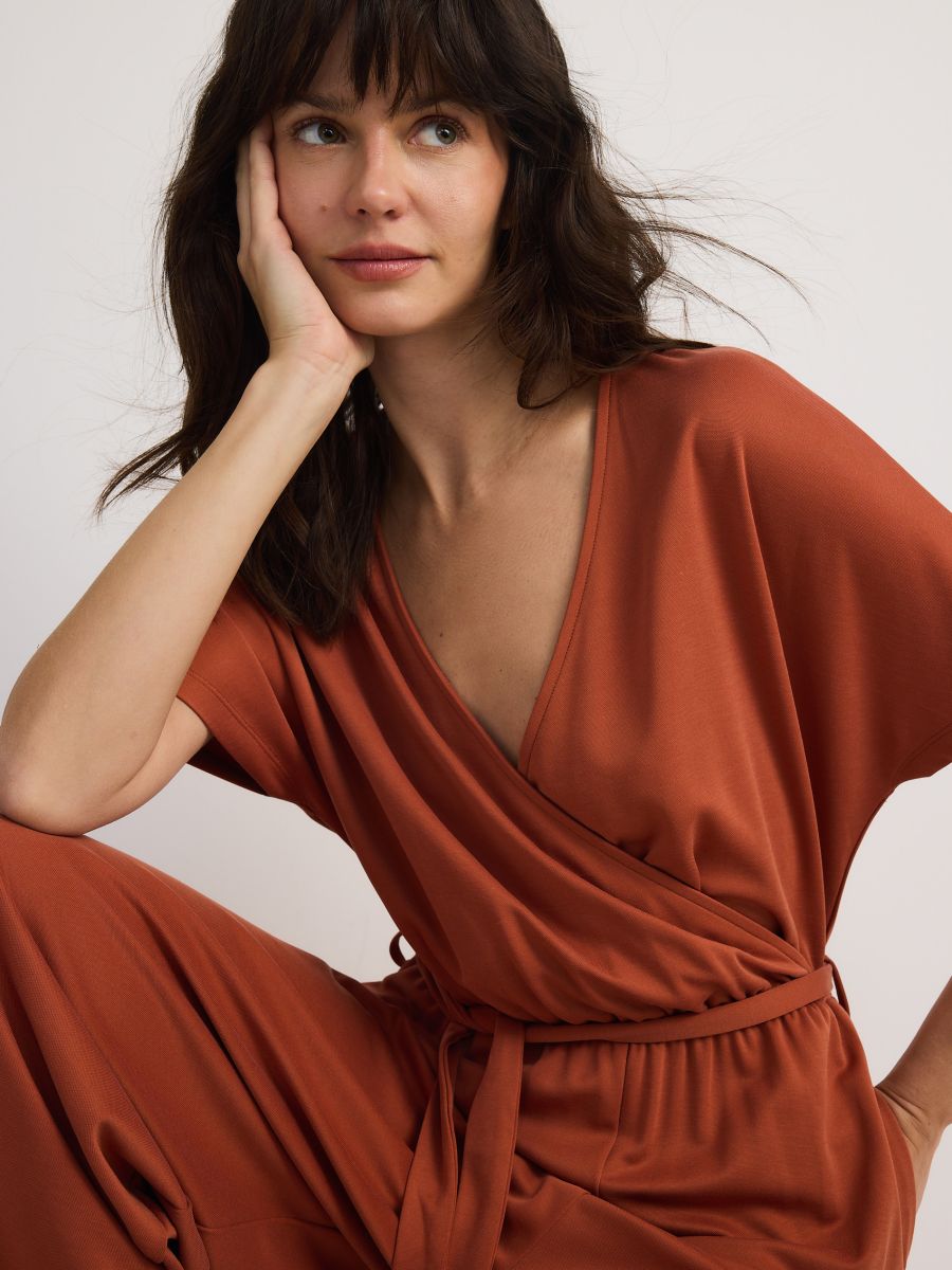 Jumpsuit i modalblanding - kobber - RESERVED - 2