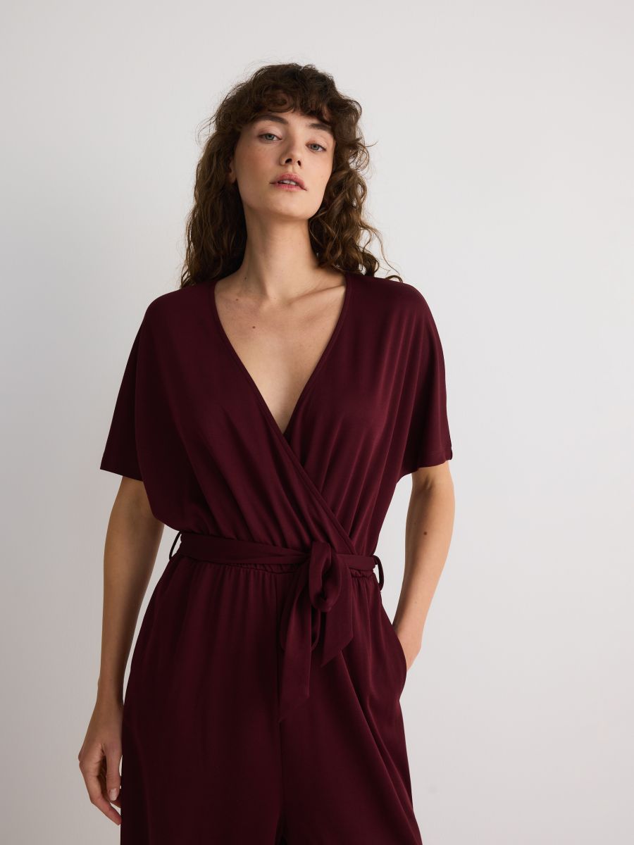 Modal blend jumpsuit - maroon - RESERVED - 3