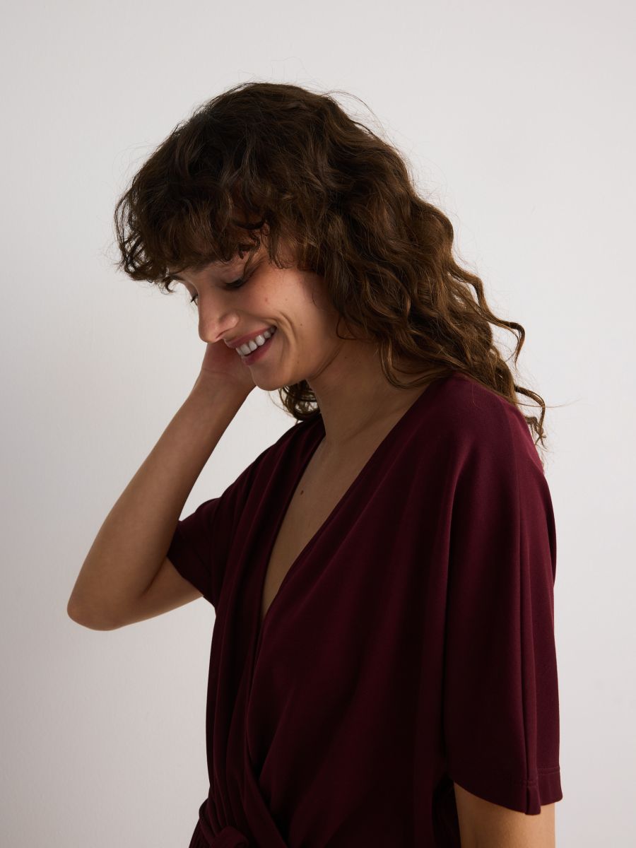 Modal blend jumpsuit - maroon - RESERVED - 4